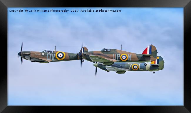 Spitfire and Hurricane Flypast Framed Print by Colin Williams Photography