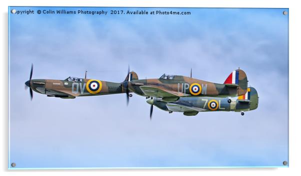 Spitfire and Hurricane Flypast Acrylic by Colin Williams Photography