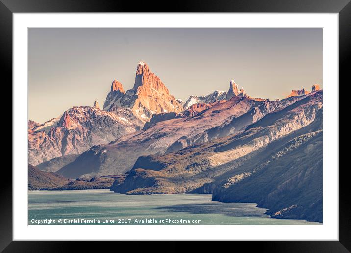 Fitz Roy and Poincenot Mountain Lake View - Patago Framed Mounted Print by Daniel Ferreira-Leite