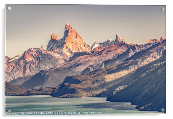 Fitz Roy and Poincenot Mountain Lake View - Patago Acrylic by Daniel Ferreira-Leite
