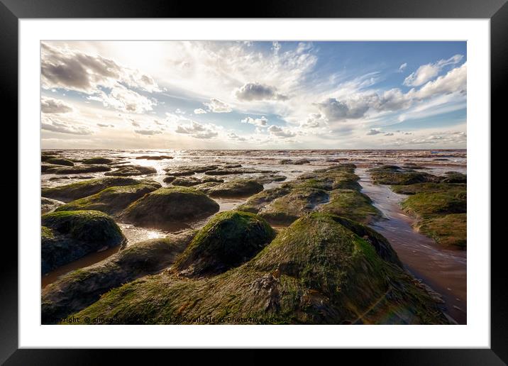 Hunstanton Norfolk rugged coastline and spring tid Framed Mounted Print by Simon Bratt LRPS