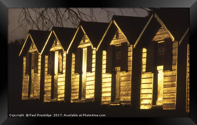 Golden Beach Huts Framed Print by Paul F Prestidge