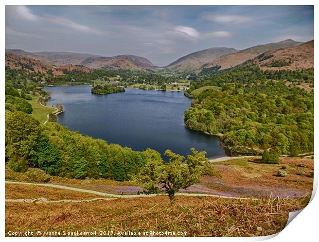 Grasmere Lake from Loughrigg Fell Print by yvonne & paul carroll