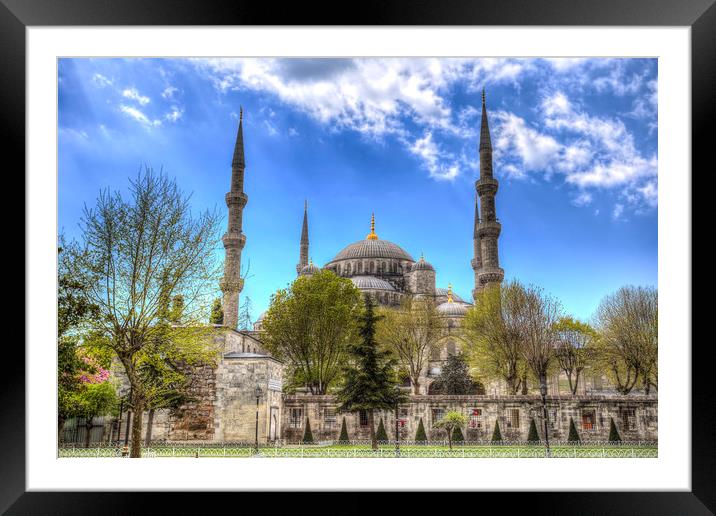 The Blue Mosque Istanbul  Framed Mounted Print by David Pyatt