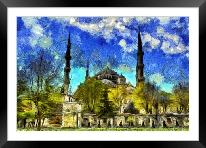 Blue Mosque Istanbul Van Gogh Framed Mounted Print by David Pyatt