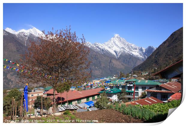 Lukla with Nupla in the background Print by David Morton