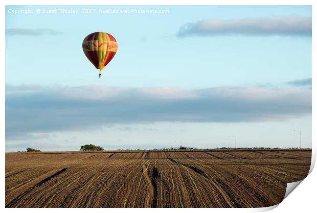 Ballooning over farmland Print by Susan Tinsley