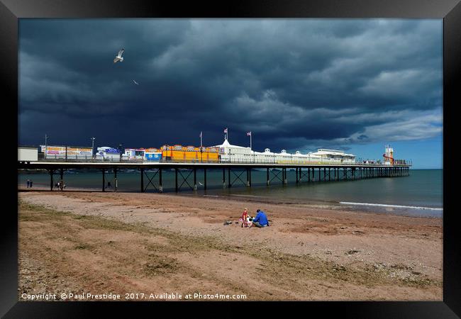   Paignton Pier with Storm Approaching             Framed Print by Paul F Prestidge
