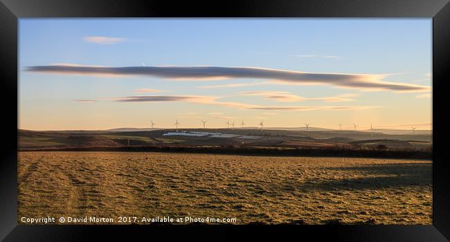 Fullabrook Wind Farm on a January Morning Framed Print by David Morton