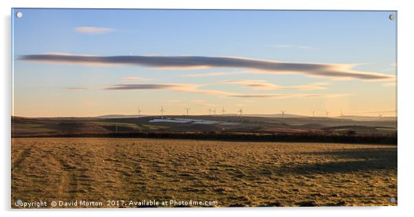 Fullabrook Wind Farm on a January Morning Acrylic by David Morton