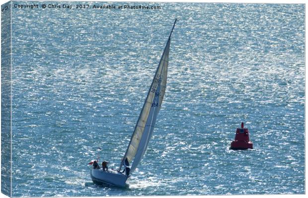 Yacht on Plymouth Sound Canvas Print by Chris Day