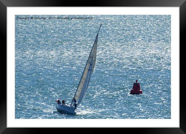 Yacht on Plymouth Sound Framed Mounted Print by Chris Day