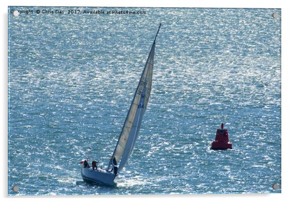 Yacht on Plymouth Sound Acrylic by Chris Day