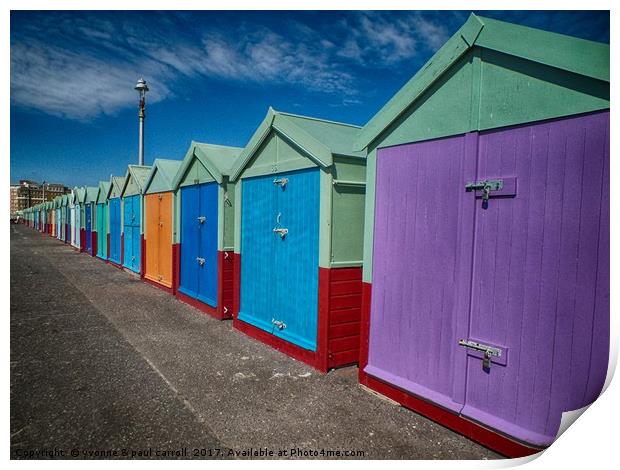 Hove beach huts Print by yvonne & paul carroll