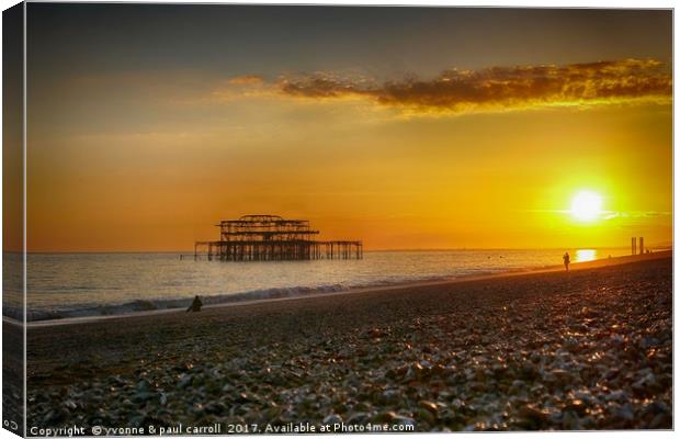 Brighton's west pier at sunset Canvas Print by yvonne & paul carroll