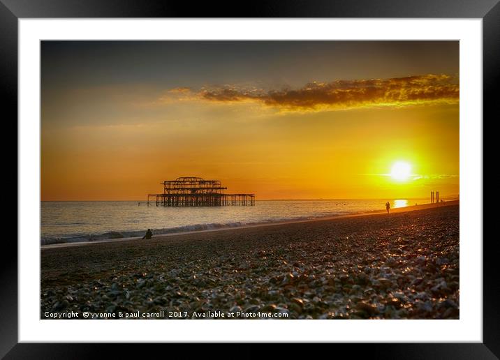 Brighton's west pier at sunset Framed Mounted Print by yvonne & paul carroll