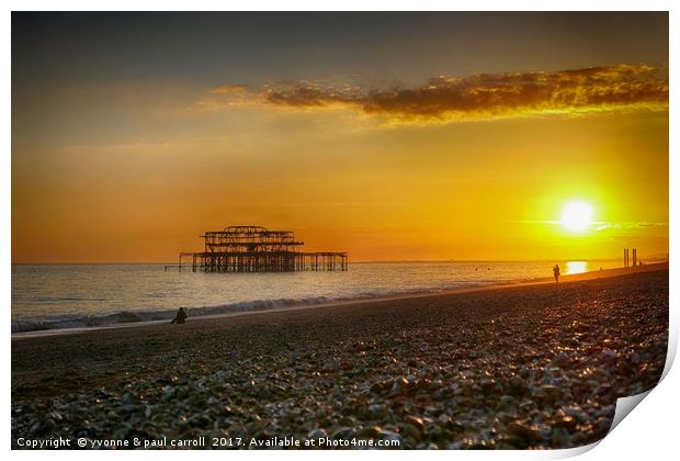 Brighton's west pier at sunset Print by yvonne & paul carroll