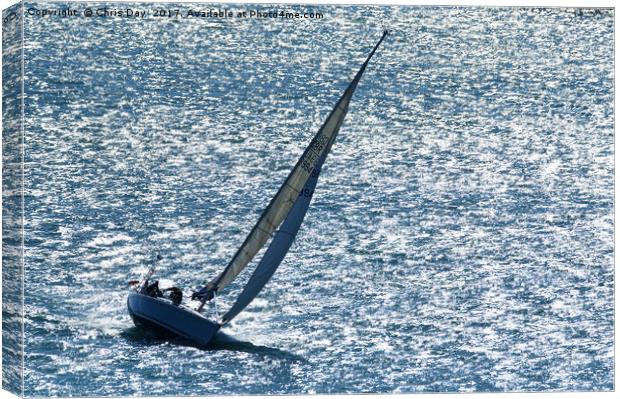 Yacht on Plymouth Sound Canvas Print by Chris Day