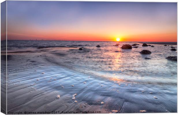 Radiant Sunset Over Walney Island Beach Canvas Print by James Marsden