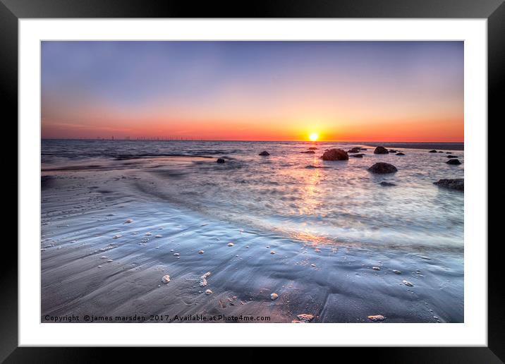 Radiant Sunset Over Walney Island Beach Framed Mounted Print by James Marsden