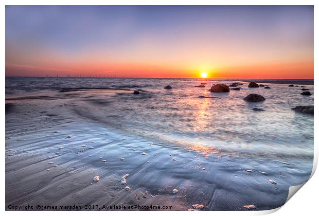 Radiant Sunset Over Walney Island Beach Print by James Marsden