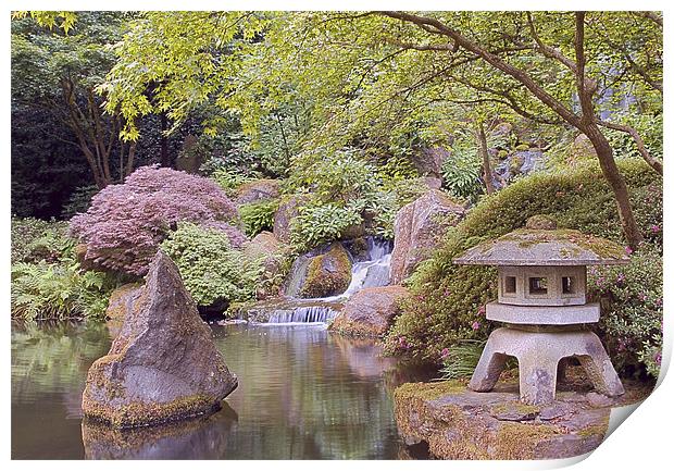 japanese zen garden in portland Print by sharon hitman