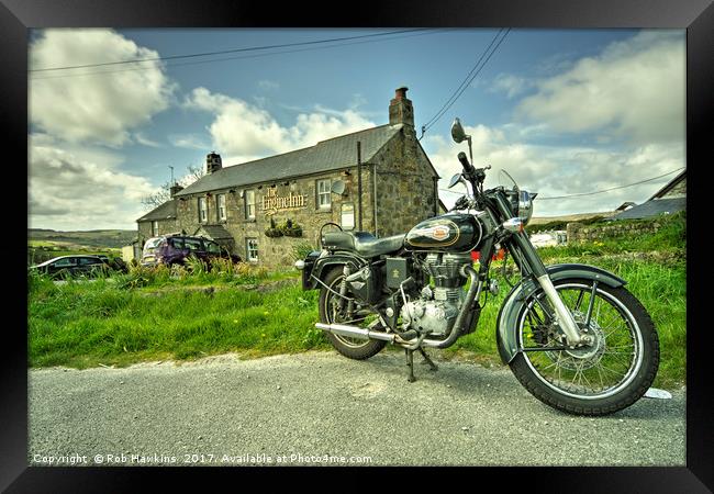 Enfield Bullet at the Engine Inn  Framed Print by Rob Hawkins