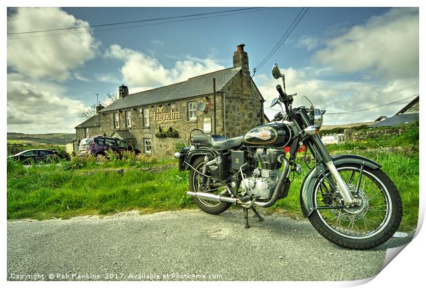Enfield Bullet at the Engine Inn  Print by Rob Hawkins