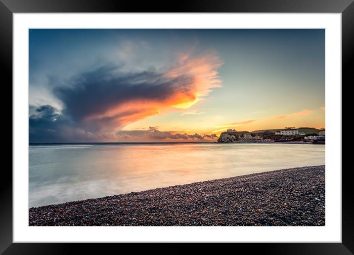 Freshwater Bay Beach Sunset Framed Mounted Print by Wight Landscapes