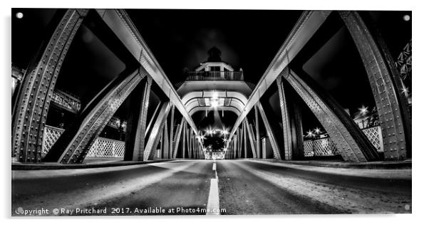 Swing Bridge at Night Acrylic by Ray Pritchard
