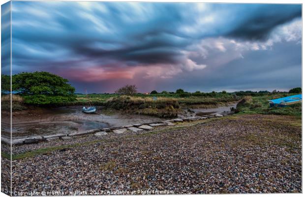 Stormy Colour Over Thorpe Le Soken Canvas Print by matthew  mallett