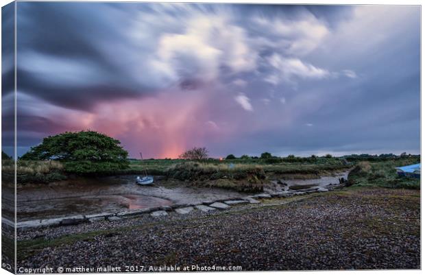 Red Sky Storm Over Thorpe Le Soken Canvas Print by matthew  mallett