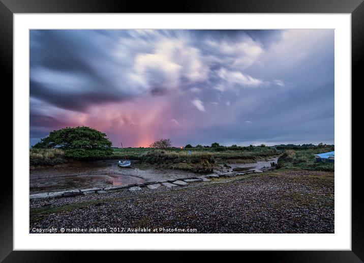 Red Sky Storm Over Thorpe Le Soken Framed Mounted Print by matthew  mallett