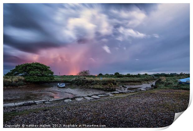 Red Sky Storm Over Thorpe Le Soken Print by matthew  mallett