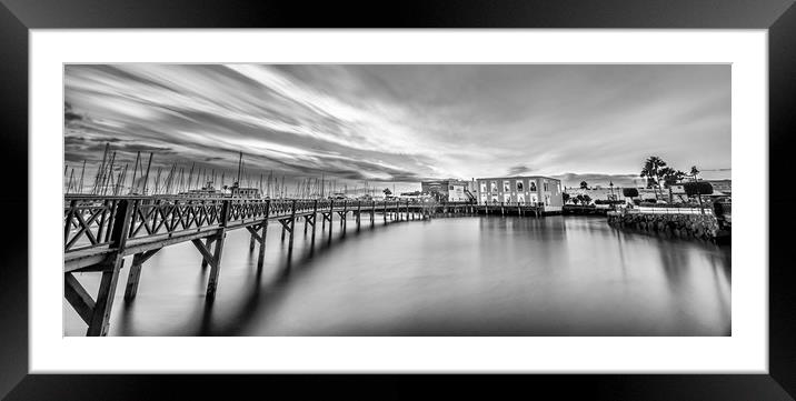 Boardwalk at the Marina Rubicon in Mono Framed Mounted Print by Naylor's Photography