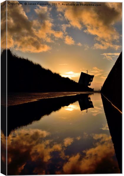 Rossall Point Reflections Canvas Print by Jason Connolly