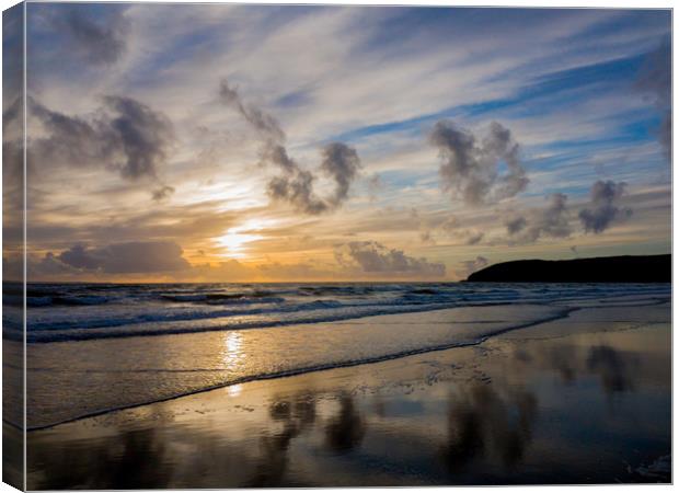 Croyde Bay sunset Canvas Print by Images of Devon