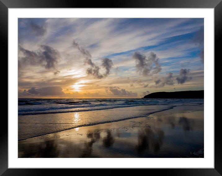 Croyde Bay sunset Framed Mounted Print by Images of Devon