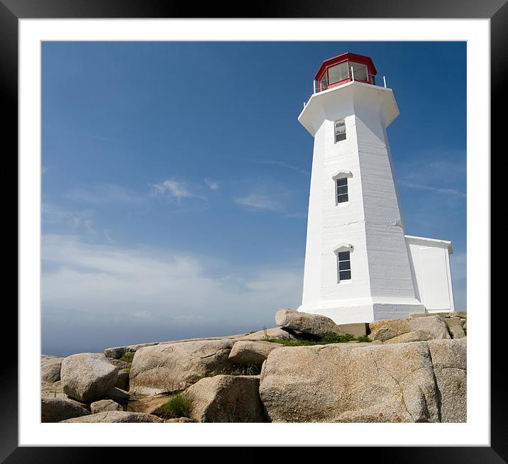 Peggys Cove Lighthouse Framed Mounted Print by Mary Lane