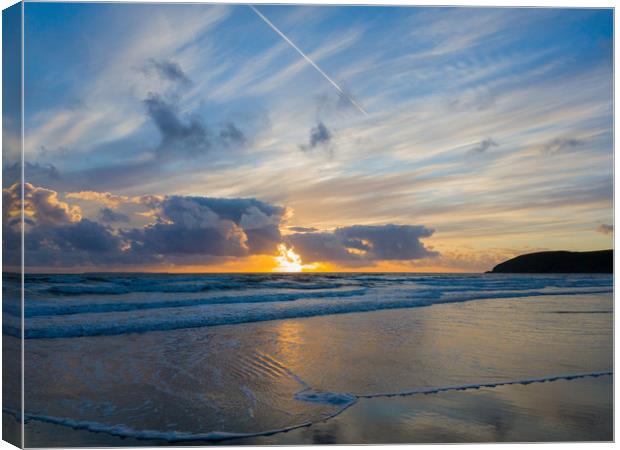 Sunset and Surf Canvas Print by Images of Devon