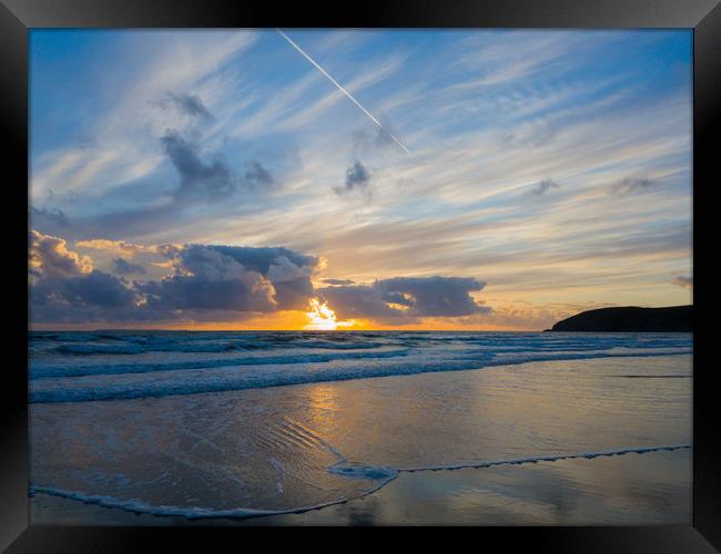 Sunset and Surf Framed Print by Images of Devon