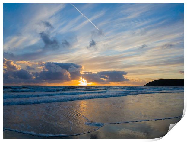 Sunset and Surf Print by Images of Devon