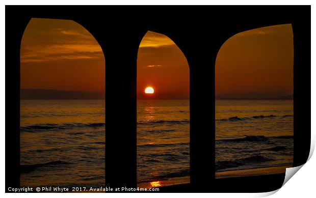 Sunset through the arches Print by Phil Whyte