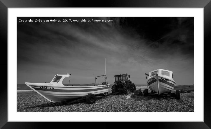 Fishermans boats Cromer beach Norfolk. Framed Mounted Print by Gordon Holmes