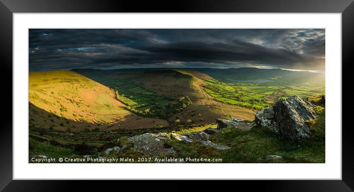 Mynydd  Llangorse spring landscape Framed Mounted Print by Creative Photography Wales