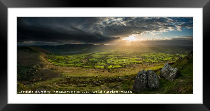 Mynydd  Llangorse spring landscape Framed Mounted Print by Creative Photography Wales