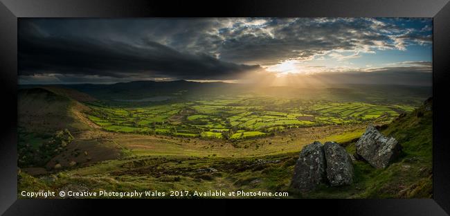 Mynydd  Llangorse spring landscape Framed Print by Creative Photography Wales