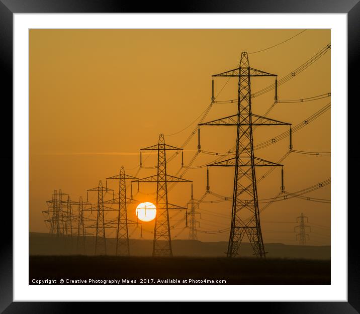 Llangynidr Moor Pylons Framed Mounted Print by Creative Photography Wales
