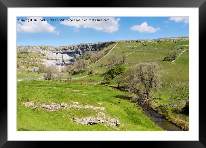 Malham Cove and Malham Beck Yorkshire Dales Framed Mounted Print by Pearl Bucknall