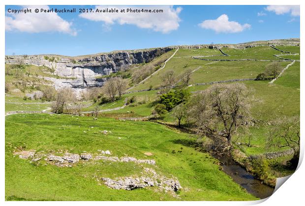 Malham Cove and Malham Beck Yorkshire Dales Print by Pearl Bucknall
